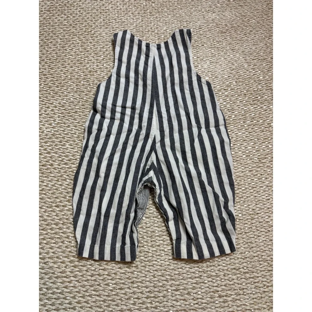 Absorba Vintage Baby Overalls Mixed Stripe Navy White 12 Months USA cottagecore